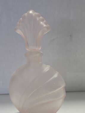 Elegant Frosted Pink Glass Perfume Bottle - Home Accents